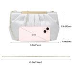 Clutch voor dames, handtas van geplooid satijn met kettingriem voor feestjes, eindejaarsbal, elegante clutch, kant zilver