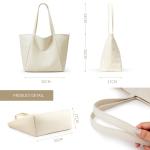Grote draagtassen voor dames dames top handvat handtassen PU leer met rits voor werk, winkelen, school, reizen, Beige, Large