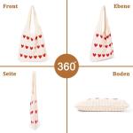 Tote Bag esthetische gehaakte tas, gehaakte tas, gebreide schoudertas, gehaakte boodschappentas, wordt geleverd met 1 stuk berenpoot tashanger hartvormige strandtas handtas, wit