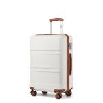 Kono Reisekoffer Handgepäck Koffer mit Rollen TSA Schloss, Leichtgewicht ABS Hartschalenkoffer Kabinentrolley 55cm (Cremeweiß)