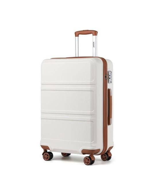 Kono Reisekoffer Handgepäck Koffer mit Rollen TSA Schloss, Leichtgewicht ABS Hartschalenkoffer Kabinentrolley 55cm (Cremeweiß)