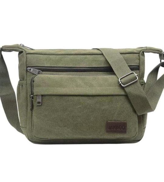 messenger schoudertas met meerdere vakken, voor dames en heren, casual canvas schoudertas voor reizen, kantoor, shopping, school, vissen, kamperen, wandelen, dagelijks gebruik (Gro