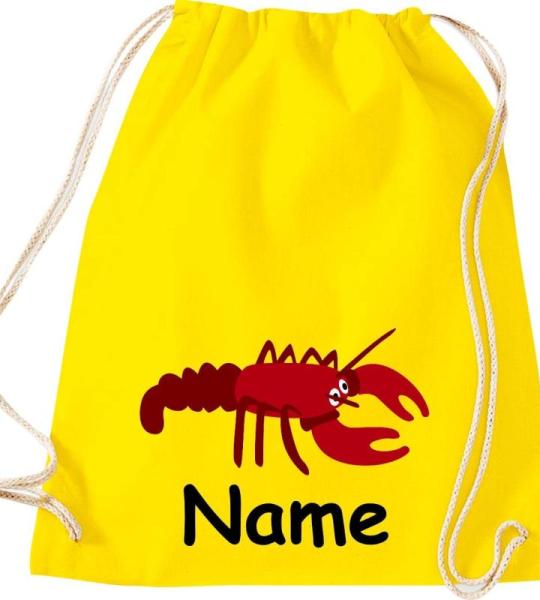 ShirtInStyle Turnbeutel, Tiere Hummer mit Wunschnamen, Kinder, Stoffbeutel, Kinderrucksack, Jute, Gymsack,