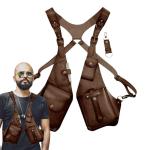 Gkumgwo Anti-Diebstahl-Geschirr aus Leder – verstellbares Geschirr, Geldbörse, mittelalterliches Retro, Handy-Tasche für Männer und Frauen, verstellbarer PU-Lederriemen, Brief