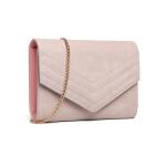 Dames Envelope Pochette Ceremonie Huwelijk Schoudertassen in Suède Synthetisch Leder (Grijs)