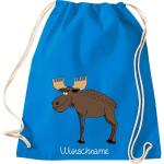 ShirtInStyle Kinder Turnbeutel, lustige Tiere Elch Hirsch mit Wunschnamen, Kinder, Tiere Zoo Kindertag Beutel