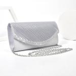 Clutch Bags voor Vrouwen Sprankelende Strass Diamante Satijn Avondtas Afneembare Ketting Riem Handtas Bruiloft Engagement Cocktail Party Banket Datum Prom Formele Jurk Dames, Zilve