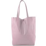 - T163 - Ital. Shopper Large met binnenvak van leer, paars, Large