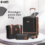 COOLIFE Koffer trolley koffer reiskoffer van ABS harde schaal trolley 4 wielen TSA-slot De koffer bevat 1 reistas en 1 toilettas, zwart/bruin, Vrijetijdsreis