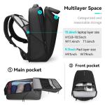 waterdichte laptoprugzak met USB 17,3 inch / 15,6 inch voor mannen, multifunctionele rugzak, diefstalbeveiliging, business dagrugzak, grote inhoud, zwart, YKK-3 Taschen, rugzak