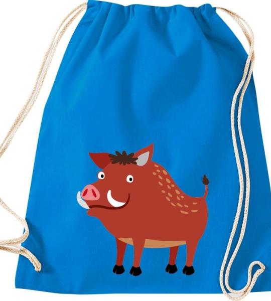 ShirtInStyle Turnbeutel, Wildschwein, Kinder, Stoffbeutel, Kinderrucksack, Jute, Gymsack,
