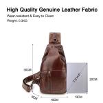 FANDARE Retro borsttas, leren sling bag, schoudertas, heren en dames, schoudertas, sporttas voor outdoor, reizen, wandelen, joggen, dagrugzak