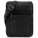 LEABAGS Leren schoudertas voor dames en heren, messenger bag met schouderriem, werktas, draagtas, handtas, echt lederen tas, natuur zwart, Boheems, gedeconstrueerd, minimalistisch,