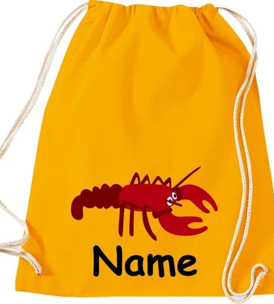 ShirtInStyle Turnbeutel, Tiere Hummer mit Wunschnamen, Kinder, Stoffbeutel, Kinderrucksack, Jute, Gymsack,