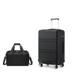KONO 55cm Handgepäck-Koffer Trolley Set 2 Teilig Gepäcksets, Kleiner Koffer mit Rollen Handgepäck Set mit Ryanair Reisetasche 40x20x25cm, Schwarz