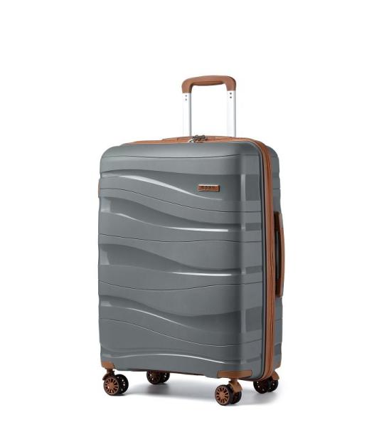 KONO Trolleys koffer met beautycase 100% PP koffer set, grijs/bruin