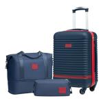 COOLIFE Koffer trolley koffer reiskoffer van ABS hard shell trolley 4 wielen TSA-slot de koffer bevat 1 reistas en 1 toilettas, blauw/rood, koffer