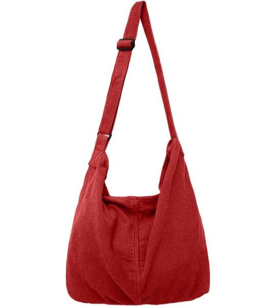 X SIM FITNESSX Unisex corduroy tas schoudertas grote dames shopper tas fashion stoffen tas voor dagelijks gebruik / kantoor / school / reizen, Karamelkleur, Retro