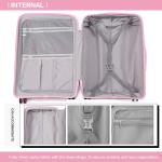 KONO Koffer Mittelgroß 4 Rollen Leicht Hartschalenkoffer Reisekoffer mit TSA Schloss und YKK Reißverlüsse, Polypropylen Rollkoffer Trolley für Business Reise Schule (Pink, L (6
