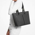 Jet Sest Travel Medium Double Pocket Tote Non-Leather Vegan (zwart), Zwarte Sig, Medium