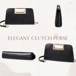 Clutch Dames, Schoudertas met Ketting, Zwarte Clutch-Feesttas met Handvat voor Dames, Lange Clutch-Portemonnee met Portemonnee voor Bruiloft, Avond, Feest Zwart