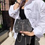 CrossBody Bag dames glitter pailletten strass clutch kleine handtas schoudertas tas avondtas voor bruiloft avondfeest feest vakantie, zilver