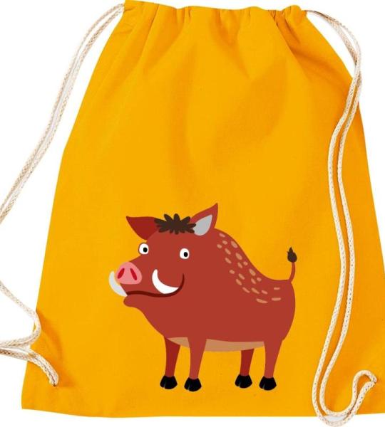 ShirtInStyle Turnbeutel, Wildschwein, Kinder, Stoffbeutel, Kinderrucksack, Jute, Gymsack,