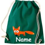 Shirtinstyle Gymtas, dierenvos met wensnaam, kinderen, stoffen tas, kinderrugzak, jute, gymtas,