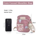 PORRASSO Schattige schoudertas voor meisjes, schoudertas met poppen-hanger, nylon, schoolraken, messengertas, crossbody tas voor reizen, dagelijks gebruik, roze B, Messenger