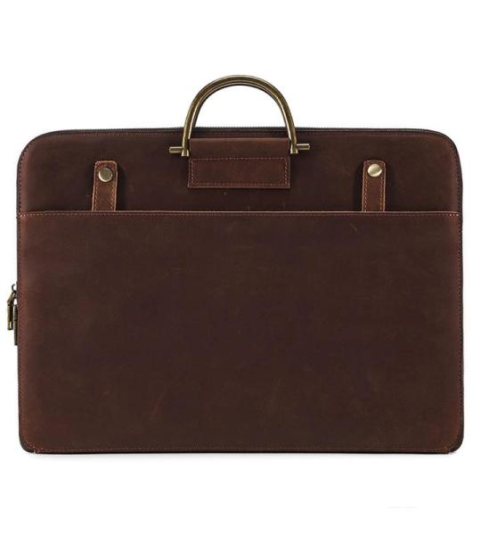 Soyeacrg Vintage Crazy Horse Leren aktetas voor heren, 17 inch, laptoptas, van echt leer, handgemaakt, modieus, business, kantoor, werk, reizen, multifunctionele tas met ritssluiti