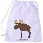 ShirtInStyle Kinder Turnbeutel, lustige Tiere Elch Hirsch mit Wunschnamen, Kinder, Tiere Zoo Kindertag Beutel
