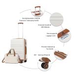 KONO 55cm Handgepäck-Koffer Trolley Set 2 Teilig Gepäcksets, Kleiner Koffer mit Rollen Handgepäck Set mit Ryanair Reisetasche 40x20x25cm, Cremeweiß