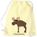 ShirtInStyle Kinder Turnbeutel, lustige Tiere Elch Hirsch mit Wunschnamen, Kinder, Tiere Zoo Kindertag Beutel