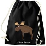 ShirtInStyle Kinder Turnbeutel, lustige Tiere Elch Hirsch mit Wunschnamen, Kinder, Tiere Zoo Kindertag Beutel
