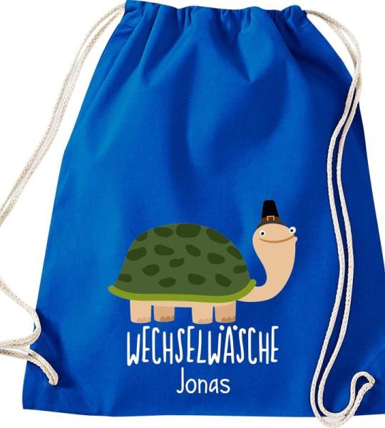 ShirtInStyle Kindergymtas, grappige dieren schildpad, verwisselbaar ondergoed met tekst naar wens, kinderen, dierentuin kinderdag familie, gymtas