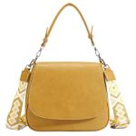 ITALYSHOP24 OBC damestas, shopper, hobo bag, schoudertas, crossover-body tas, schoudertas, buideltas, handtas, hengseltas, lederlook, geel, Schoudertas