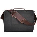 Messenger Bag Canvas, Laptoptas voor heren, zwart, retro, casual, voor werk, strand, reizen, school, winkelen, Zwart-702, L, onbezorgd