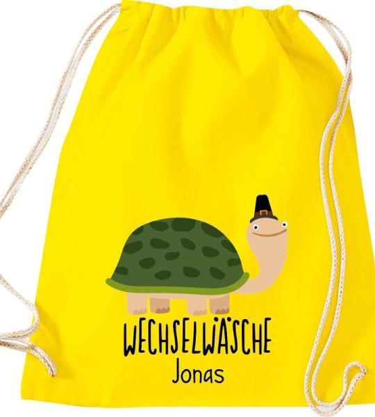 ShirtInStyle Kindergymtas, grappige dieren schildpad, verwisselbaar ondergoed met tekst naar wens, kinderen, dierentuin kinderdag familie, gymtas