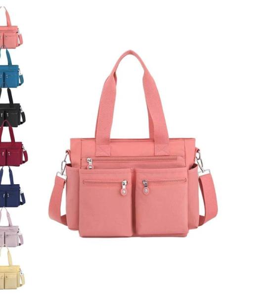 Generisch Einfache Tragetasche mit großem Fassungsvermögen for Damen, einfarbig, großer Rucksack mit mehreren Fächern, wasserdichte Umhängetasche aus Nylon mit mehreren Tasche