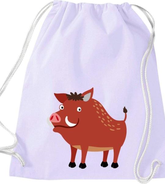ShirtInStyle Turnbeutel, Wildschwein, Kinder, Stoffbeutel, Kinderrucksack, Jute, Gymsack,
