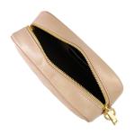 , Nora Gewatteerde damesschoudertas met ketting, van echt leer, gemaakt in Italië, kleine tas voor clutch ceremonie, elegant, model Nora, Poeder Roze, False, Hedendaags