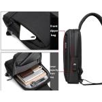 Schoudertas, borsttas, lichte sling bag, crossbody schoudertas, outdoor, waterdicht, casual, voor heren, wandelen, fietsen, zwart