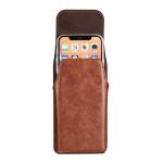 Verticale heuptas voor mobiele telefoon met riemlus, mobiele telefoon riemtas riemclip bruin, 7,2" heren mobiele telefoon riem hoes heuptas kleine telefoonholster riem tas portemon