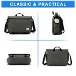 voor heren, waterafstotend, 15,6 inch schoudertas, laptoptas voor dames, met gevoerde schouderriem, schooltas, herentas voor werk, school, zakelijk, donkergrijs