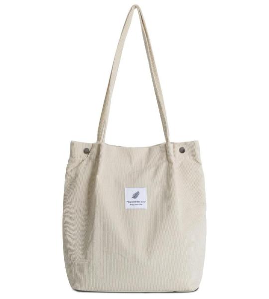 Corduroy tas damestas, corduroy schoudertas damesmode handtas damestas Casual stoffen tas voor dagelijks gebruik, kantoor, schoolreisjes en winkelen Modieuze strandtas Tote Bag, be