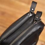 YADECN Borstzak van echt leer voor heren, heuptas, schoudertas, casual, rundleer, trendy herentas, designertas, D