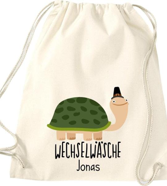 ShirtInStyle Kindergymtas, grappige dieren schildpad, verwisselbaar ondergoed met tekst naar wens, kinderen, dierentuin kinderdag familie, gymtas