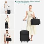 KONO 55cm Handgepäck-Koffer Trolley Set 2 Teilig Gepäcksets, Kleiner Koffer mit Rollen Handgepäck Set mit Ryanair Reisetasche 40x20x25cm, Schwarz