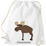 ShirtInStyle Kinder Turnbeutel, lustige Tiere Elch Hirsch mit Wunschnamen, Kinder, Tiere Zoo Kindertag Beutel