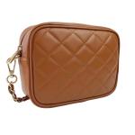 , Dames schoudertas, gewatteerd, van echt leer, gemaakt in Italië, model Nora, kleine tas met ketting schoudertas clutch voor dames, elegant meisje, Leer.